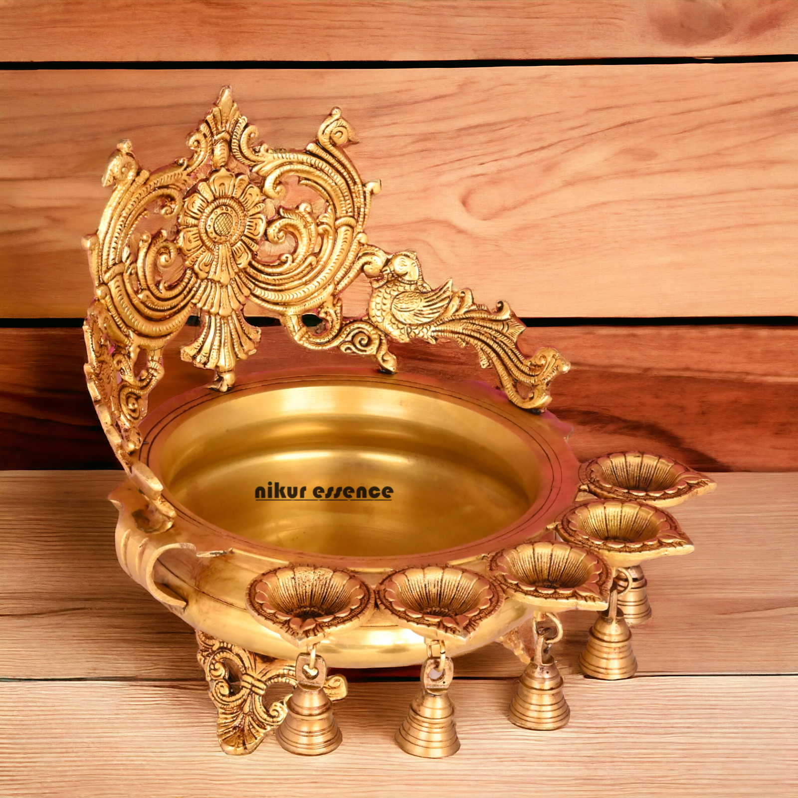 Online Pure Brass Urli Diya with Bells - 11.5 inch Nikuressence