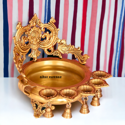 Online Pure Brass Urli Diya with Bells - 11.5 inch Nikuressence