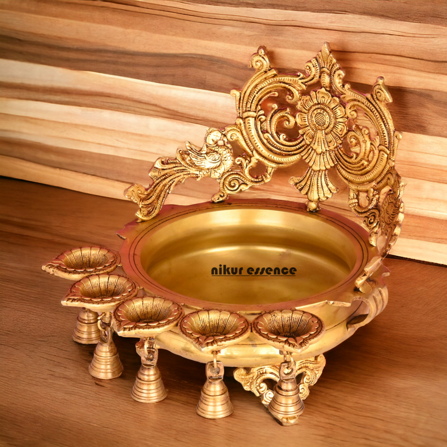 Online Pure Brass Urli Diya with Bells - 11.5 inch Nikuressence