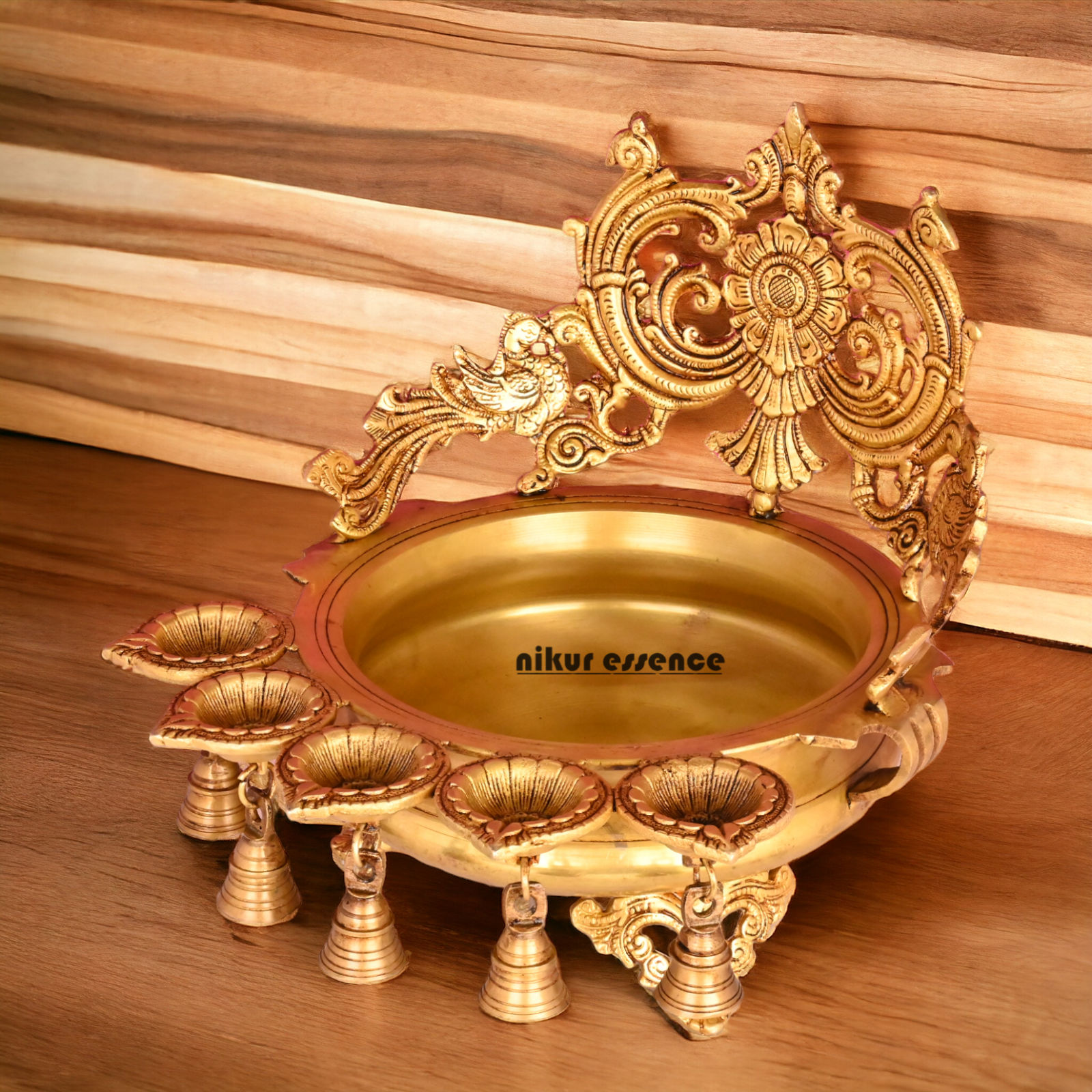 Online Pure Brass Urli Diya with Bells - 11.5 inch Nikuressence