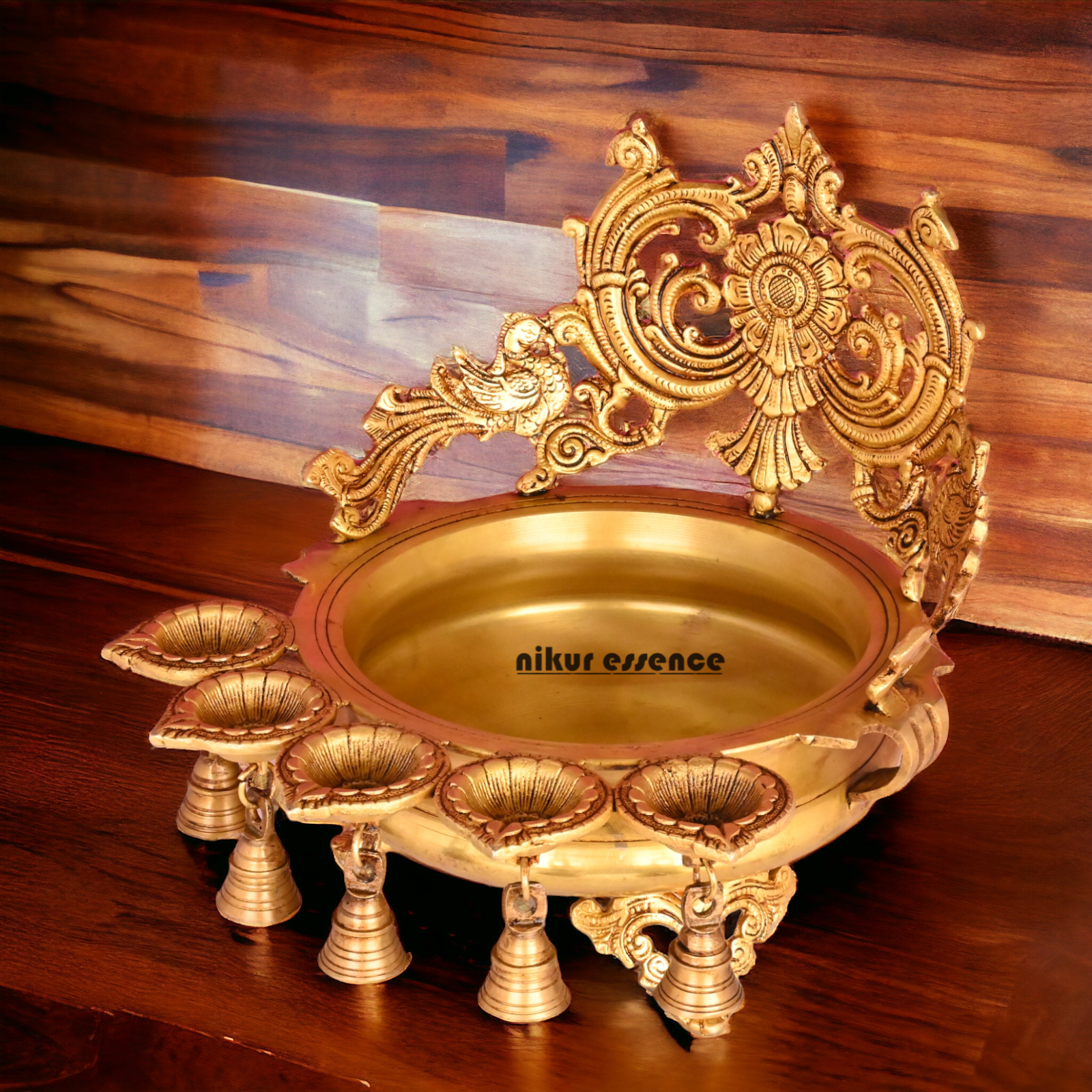 Online Pure Brass Urli Diya with Bells - 11.5 inch Nikuressence