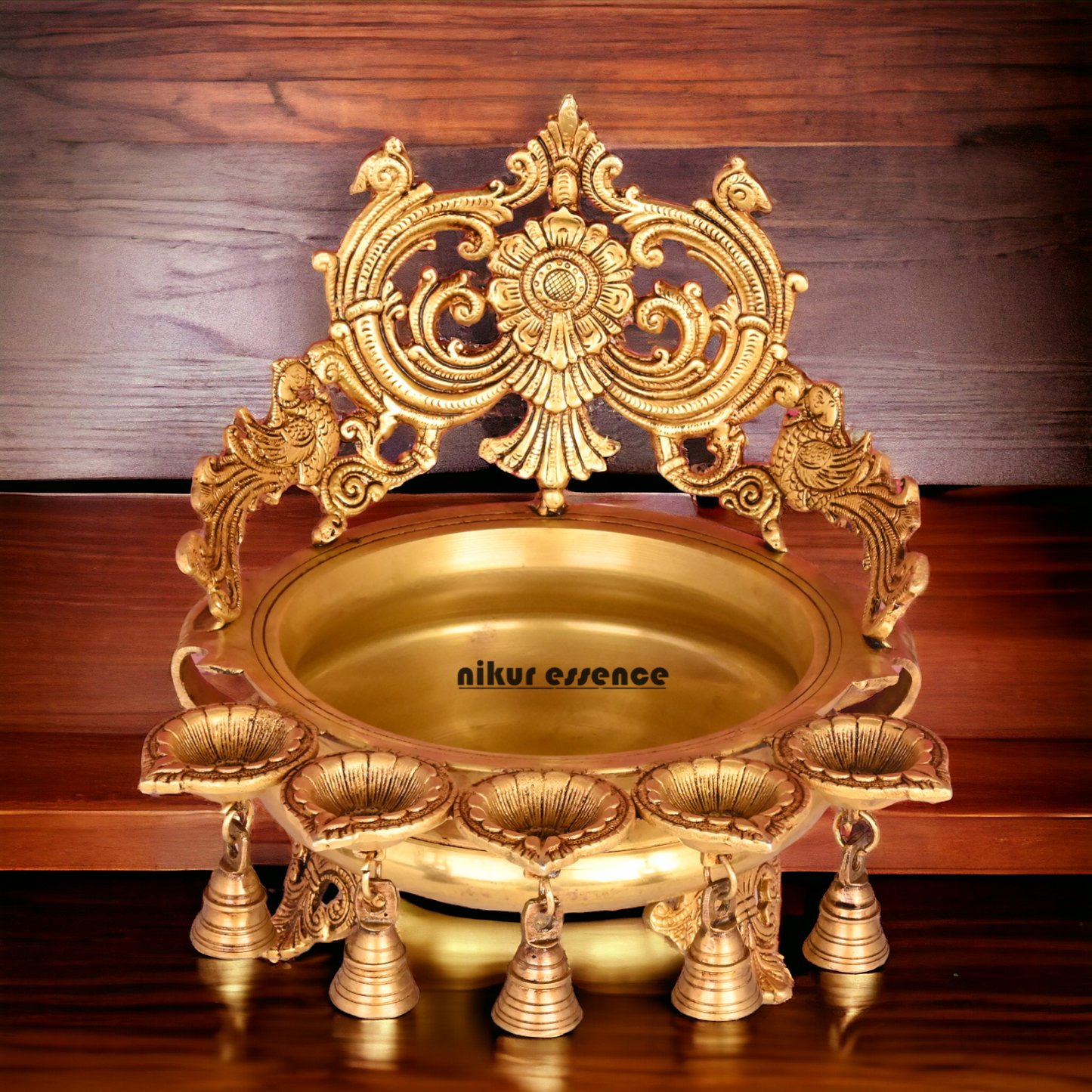 Online Pure Brass Urli Diya with Bells - 11.5 inch Nikuressence