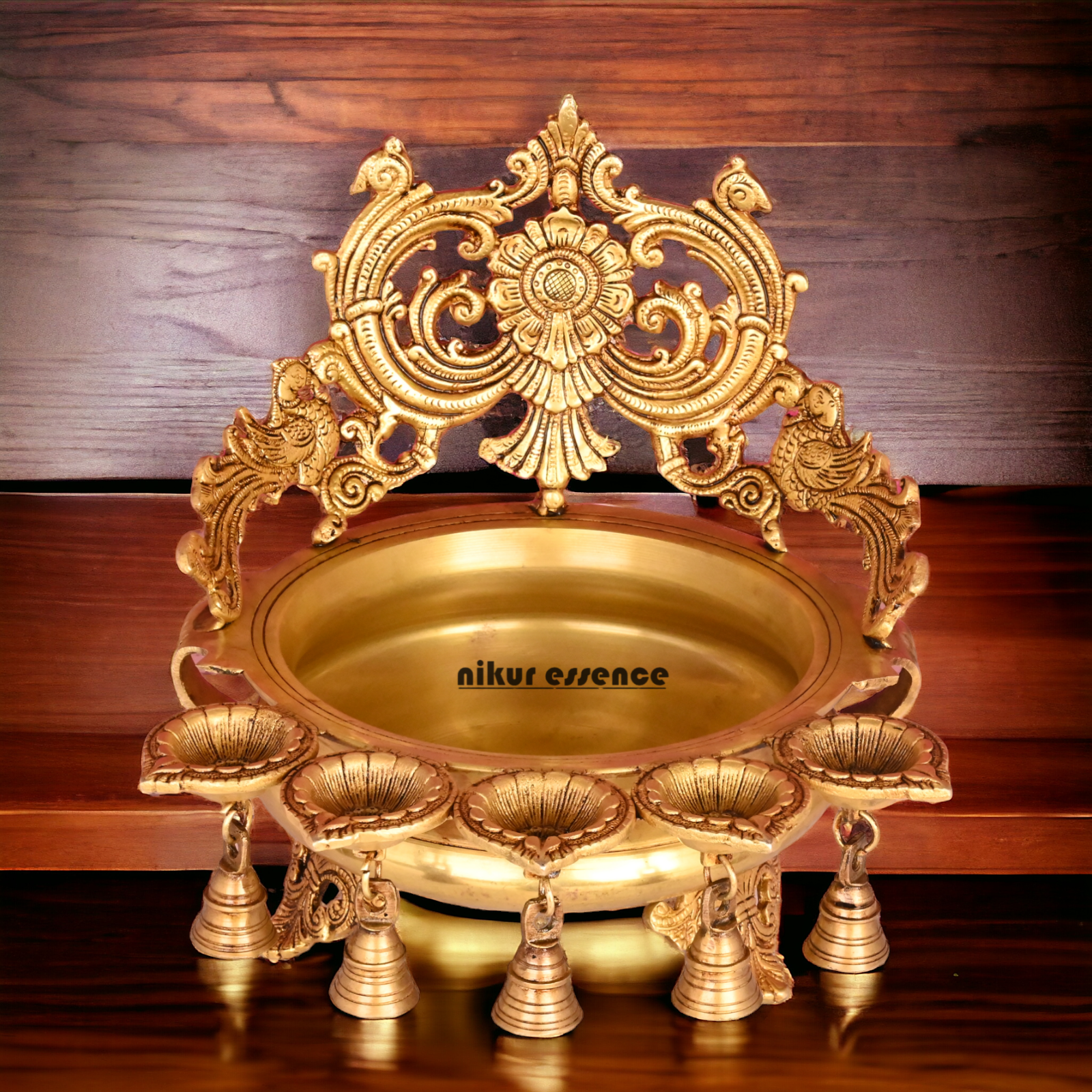 Online Pure Brass Urli Diya with Bells - 11.5 inch Nikuressence
