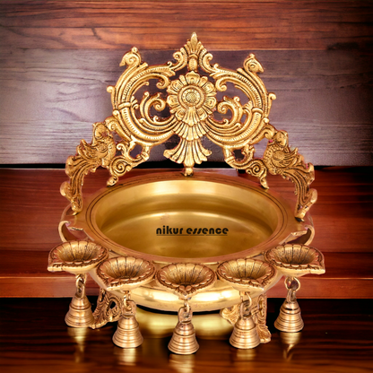 Online Pure Brass Urli Diya with Bells - 11.5 inch Nikuressence
