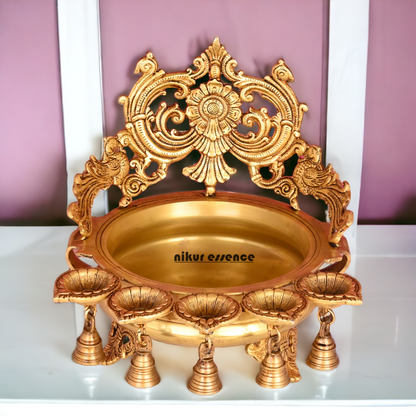 Online Pure Brass Urli Diya with Bells - 11.5 inch Nikuressence