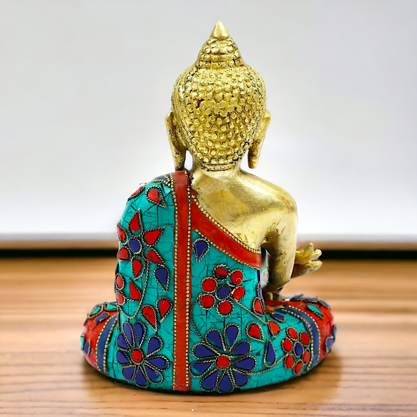 Shop Brass Buddha Sitting Idol Meditation with Stone Work - 8.071 inches Nikuressence