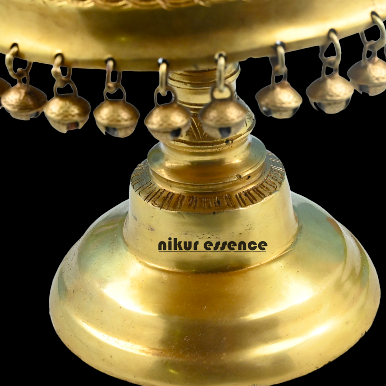 Buy Solid Brass Pooja Chowki with Bells ghungroo - 8 inch Nikuressence