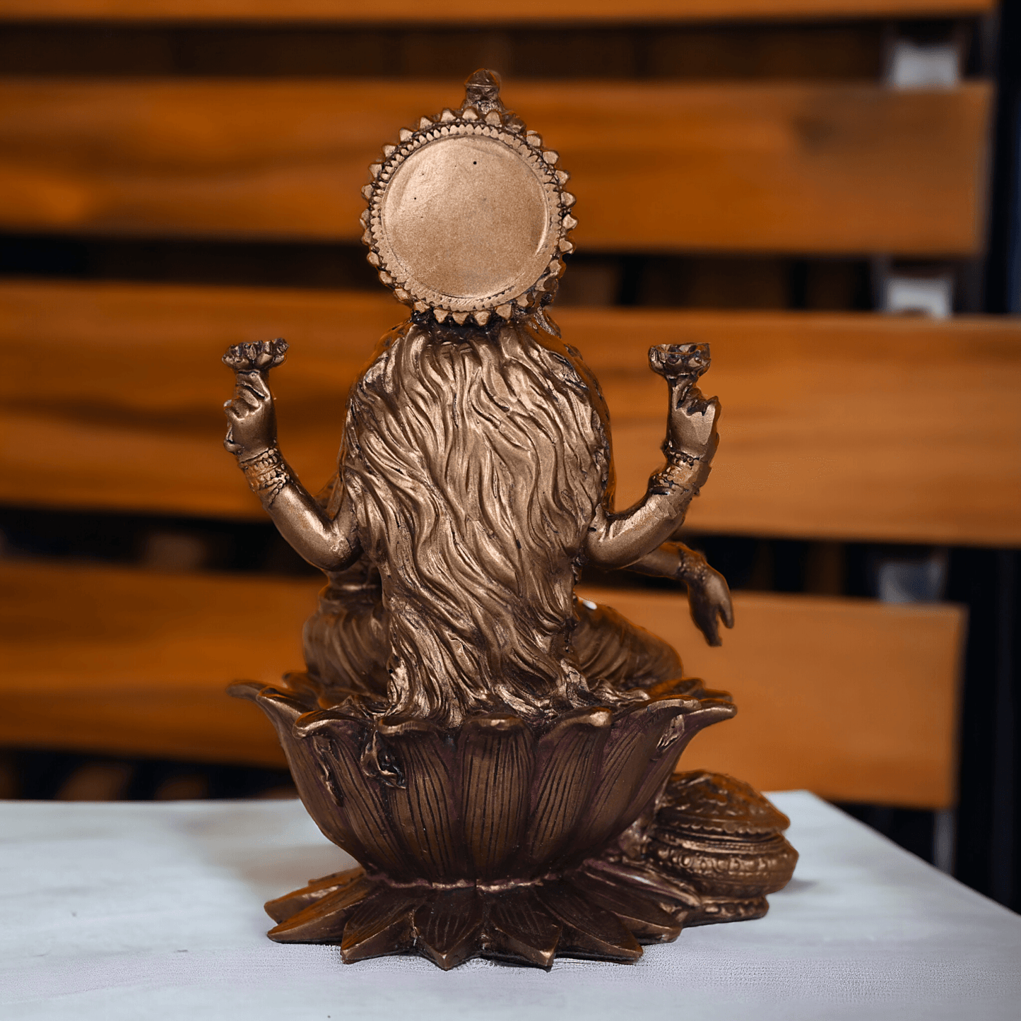 Bronze Lakshmi statue Seated on Lotus - Handcrafted Hindu Sculpture for Prosperity and Blessings Nikuressence