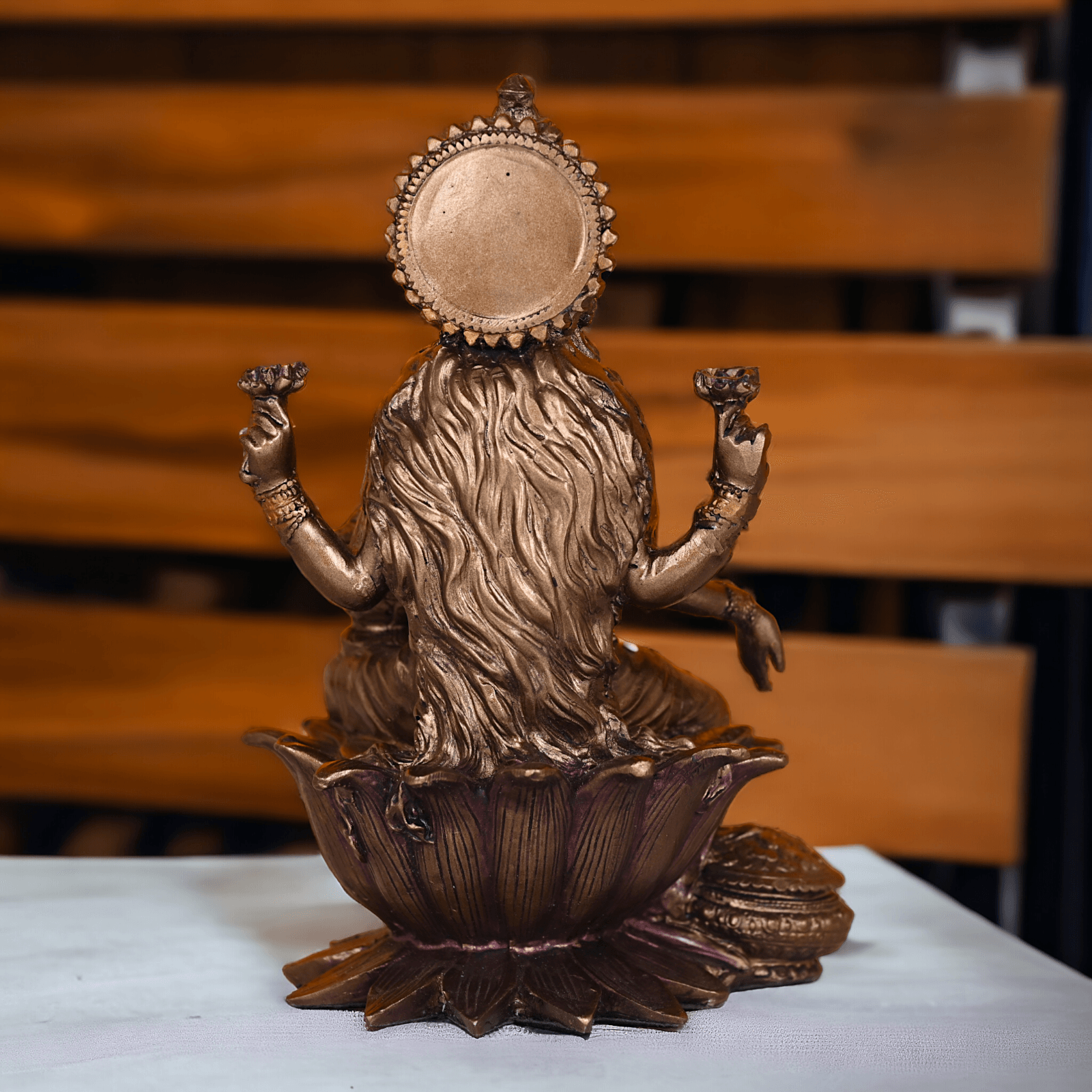 Bronze Lakshmi statue Seated on Lotus - Handcrafted Hindu Sculpture for Prosperity and Blessings Nikuressence