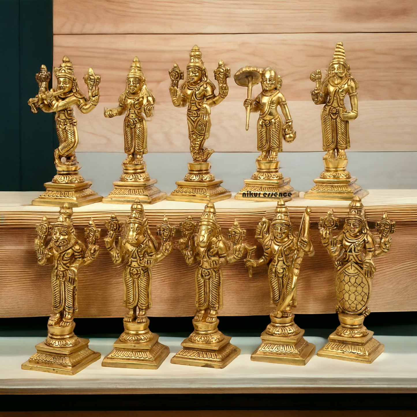 Brass Vishnu Dashavatar idols set - 6 inch Nikuressence