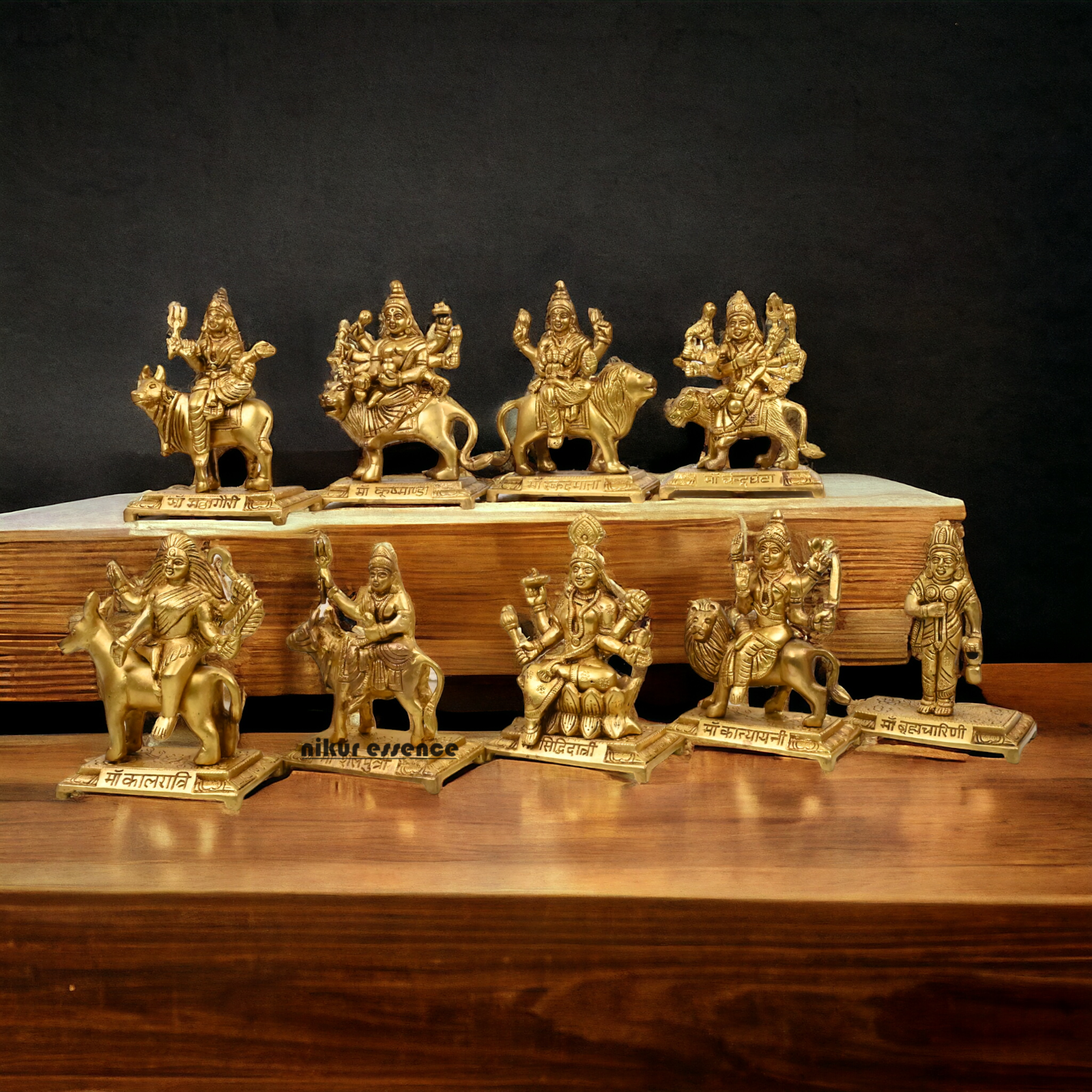 Brass Navdurga idols Set Superfine quality - 6 inch Nikuressence