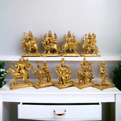 Brass Navdurga idols Set Superfine quality - 6 inch Nikuressence