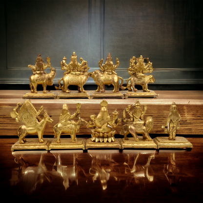 Brass Navdurga idols Set Superfine quality - 6 inch Nikuressence