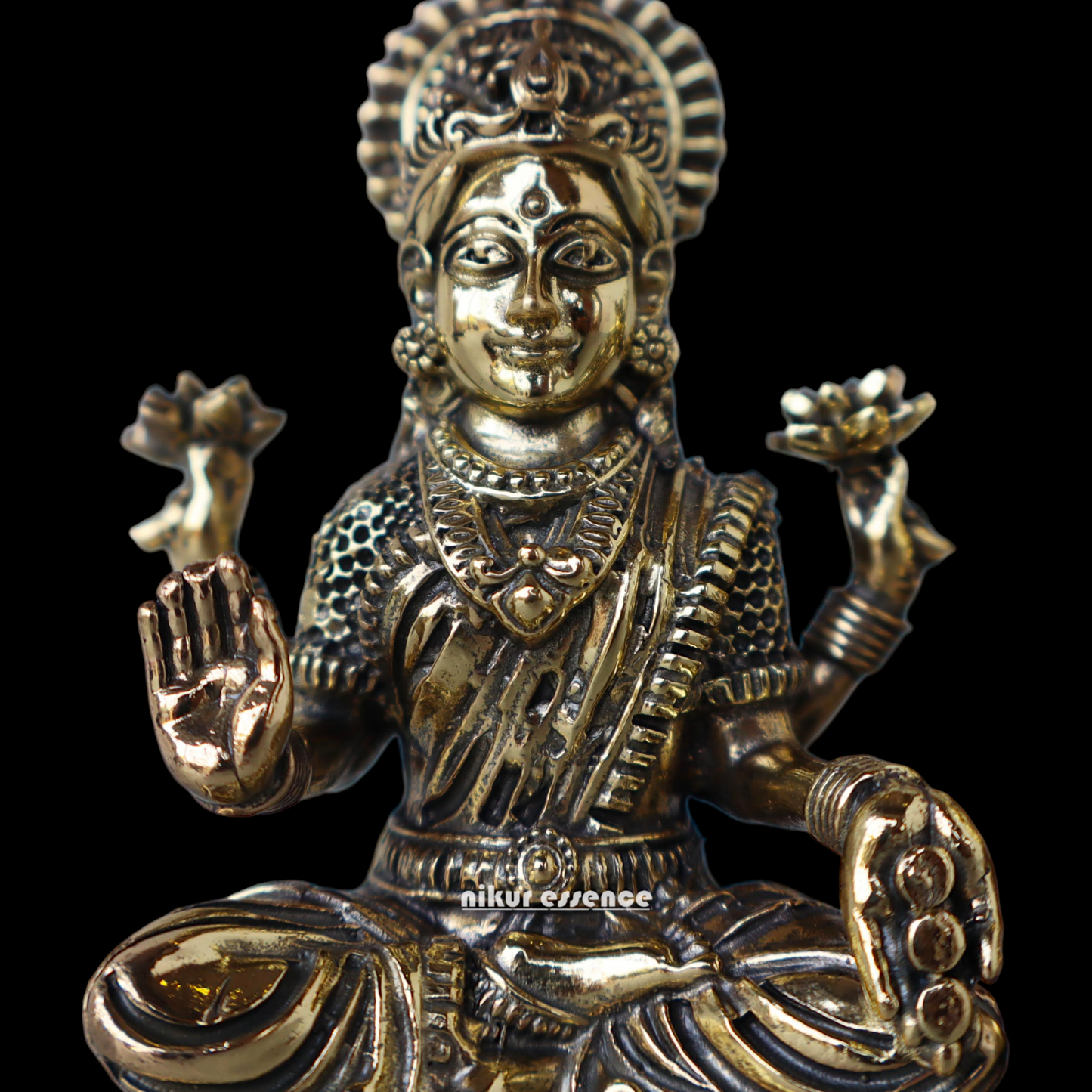 Buy Superfine Brass Ganesh Lakshmi Saraswati Sitting Idol - 2.756 inches Nikuressence