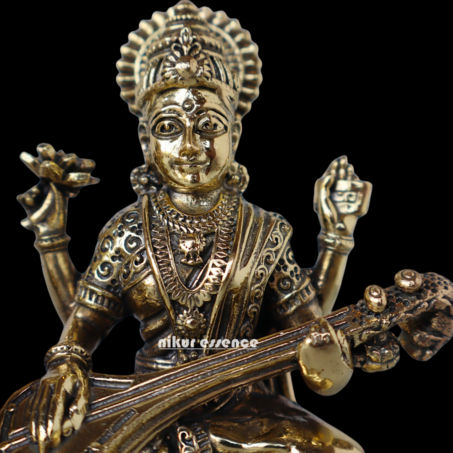 Buy Superfine Brass Ganesh Lakshmi Saraswati Sitting Idol - 2.756 inches Nikuressence