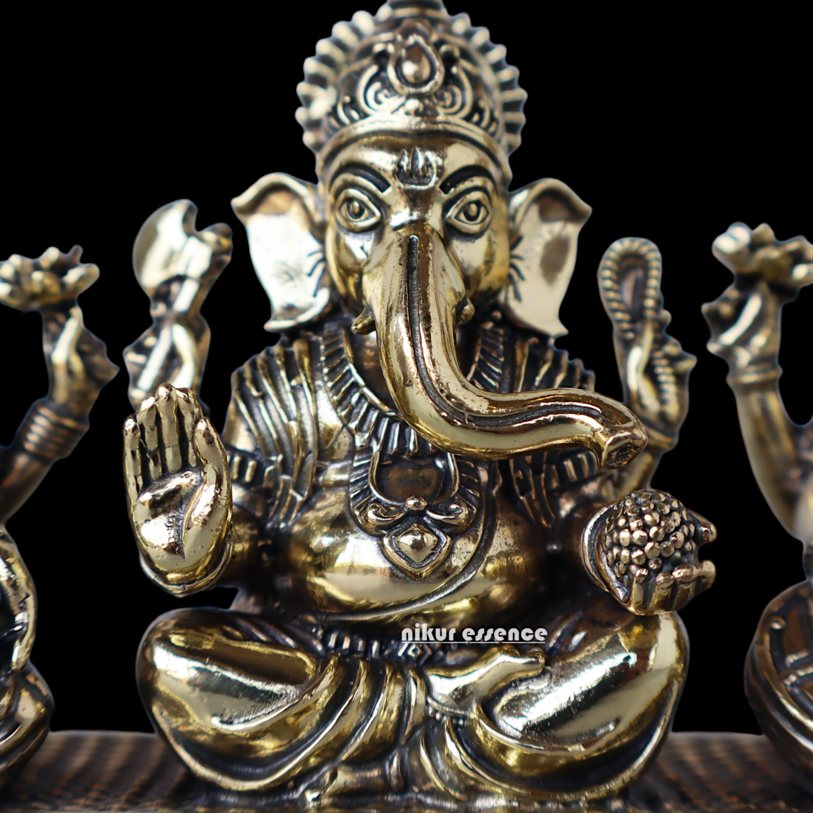 Buy Superfine Brass Ganesh Lakshmi Saraswati Sitting Idol - 2.756 inches Nikuressence