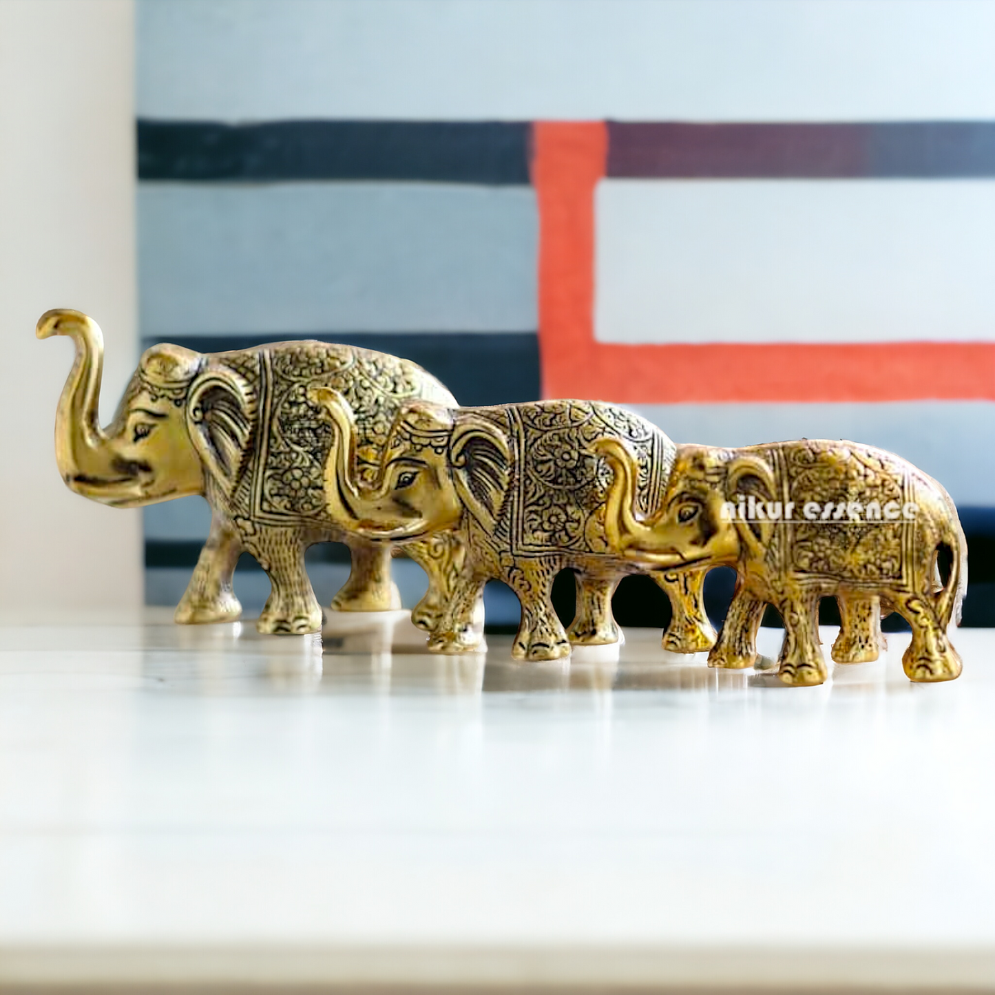 Pure almunium Elephant 3 Set Idol - 4 inch Nikuressence