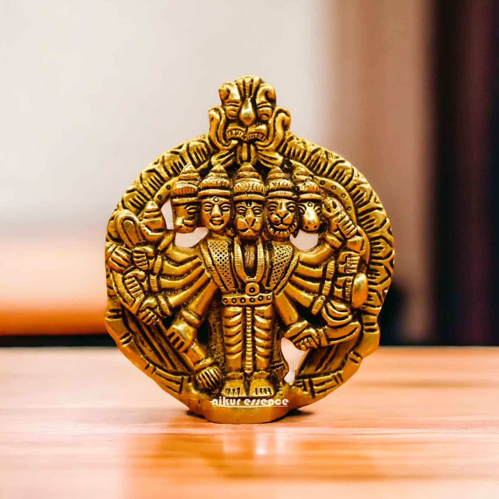 Antique Brass Panchmukhi Hanuman wall Hanging idol - 4 inches Nikuressence