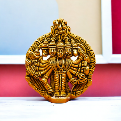 Antique Brass Panchmukhi Hanuman wall Hanging idol - 4 inches Nikuressence