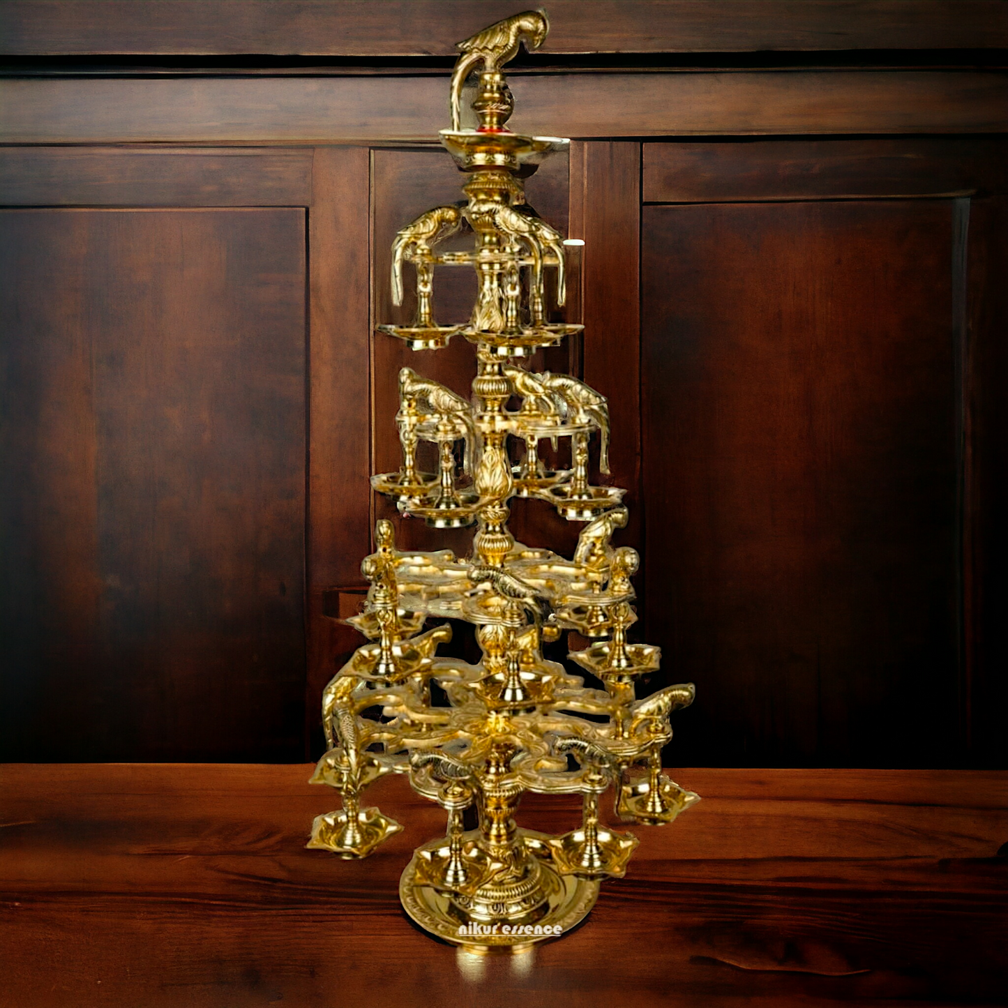 Large Peacock Diya Lamps Pure Brass - 36 inches Nikuressence