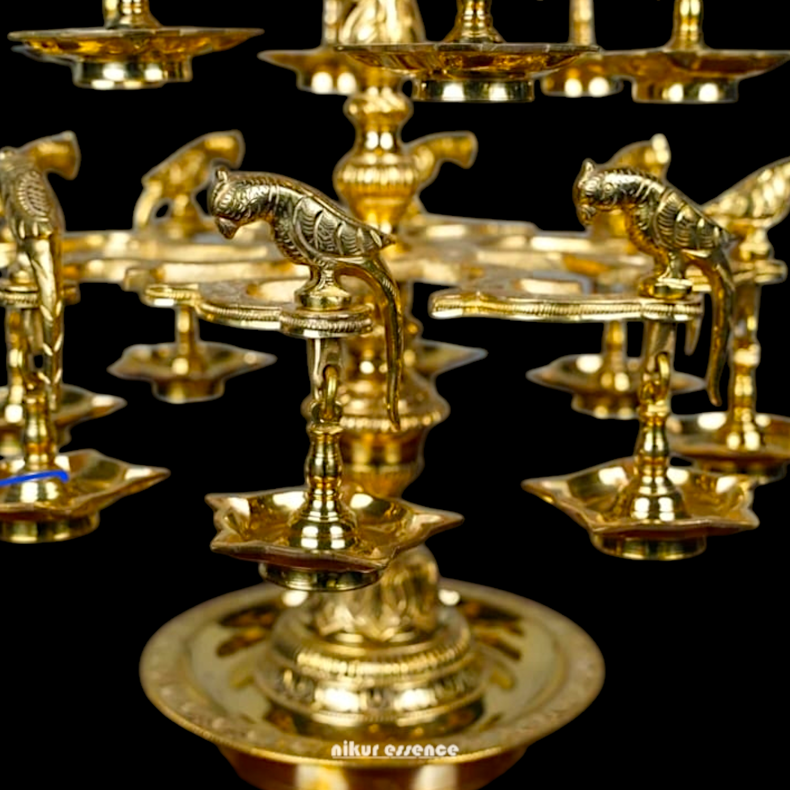 Large Peacock Diya Lamps Pure Brass - 36 inches Nikuressence