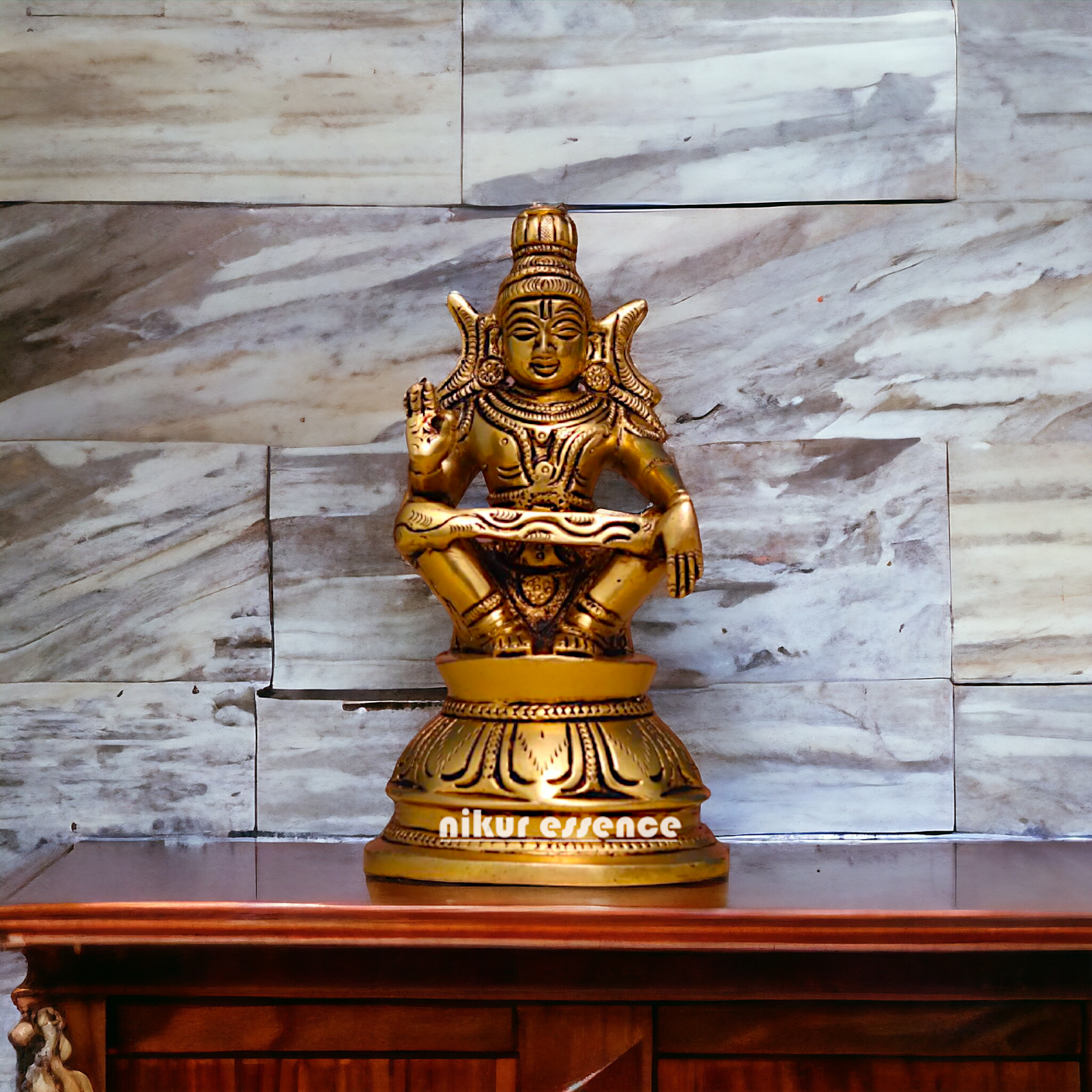 Brass Ayyappa Swamy Kartikeya brass idol - 6.1 Inches Nikuressence