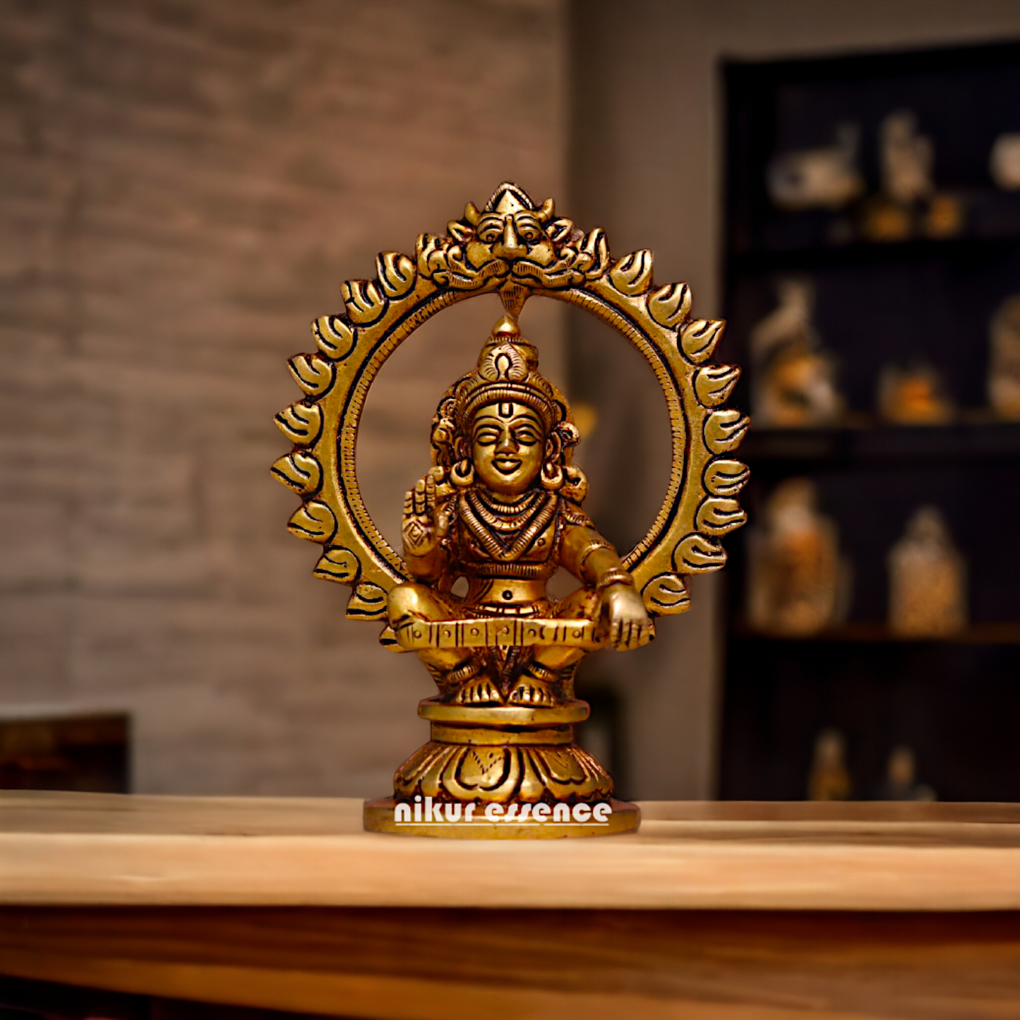 Lord Ayyappa Swamy Kartikeya brass idol - 5.3 Inches Nikuressence