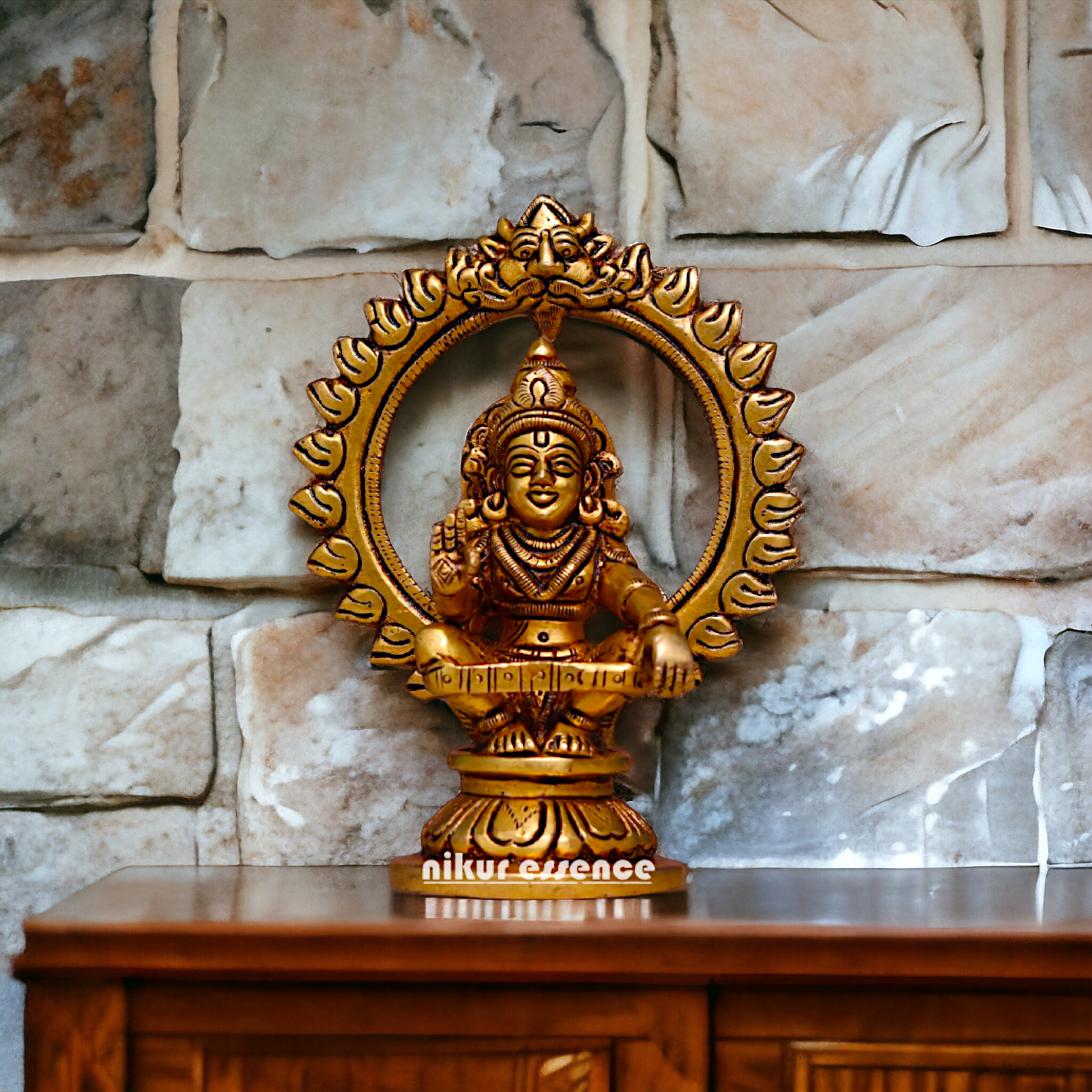 Lord Ayyappa Swamy Kartikeya brass idol - 5.3 Inches Nikuressence