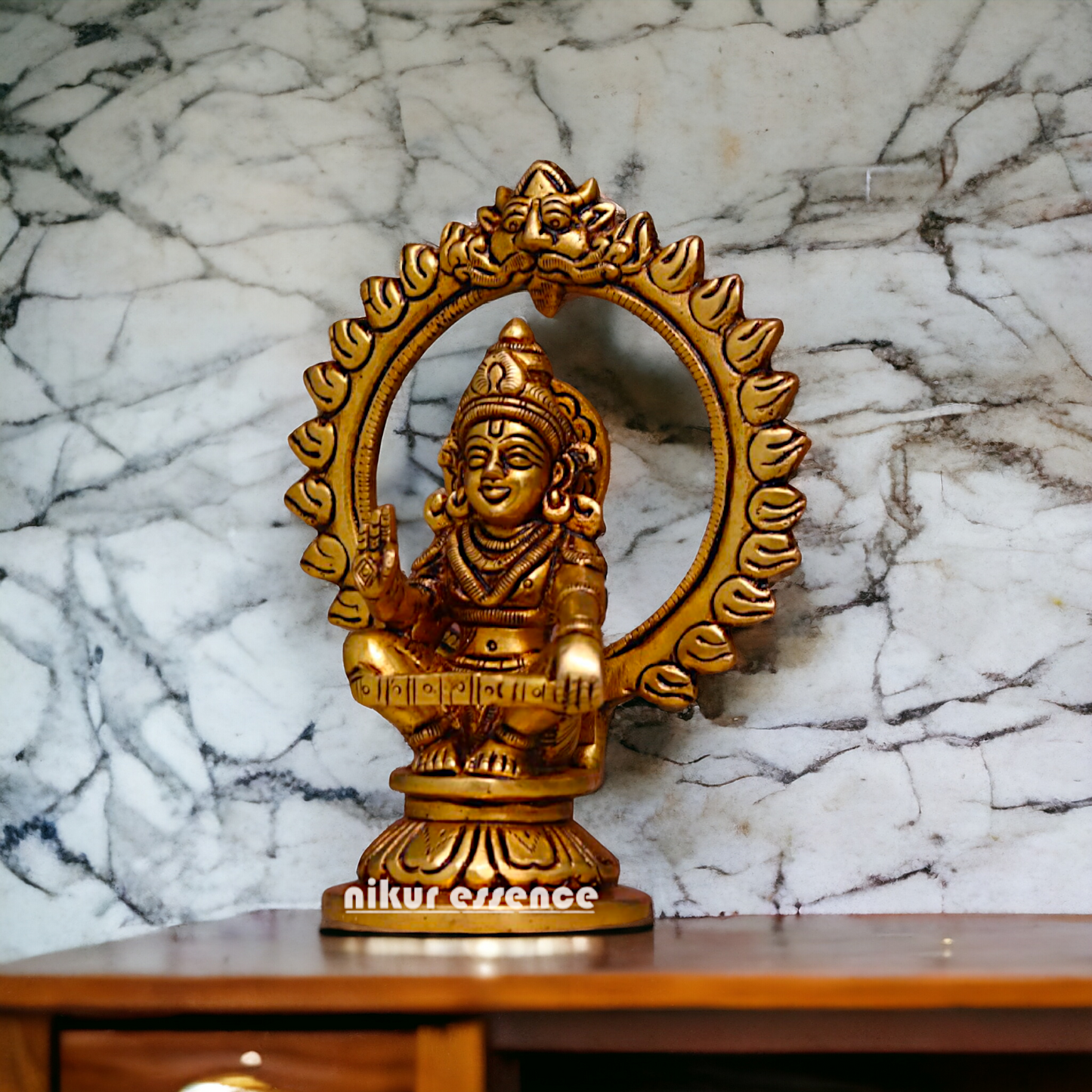 Lord Ayyappa Swamy Kartikeya brass idol - 5.3 Inches Nikuressence