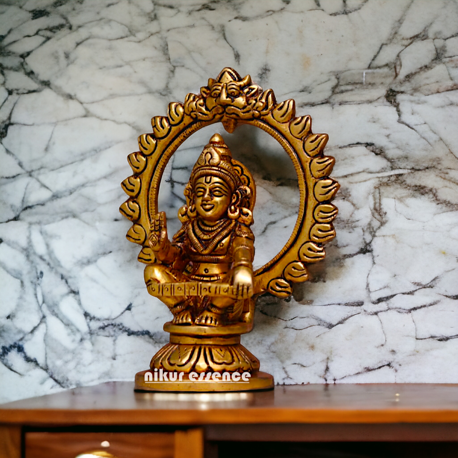 Lord Ayyappa Swamy Kartikeya brass idol - 5.3 Inches Nikuressence