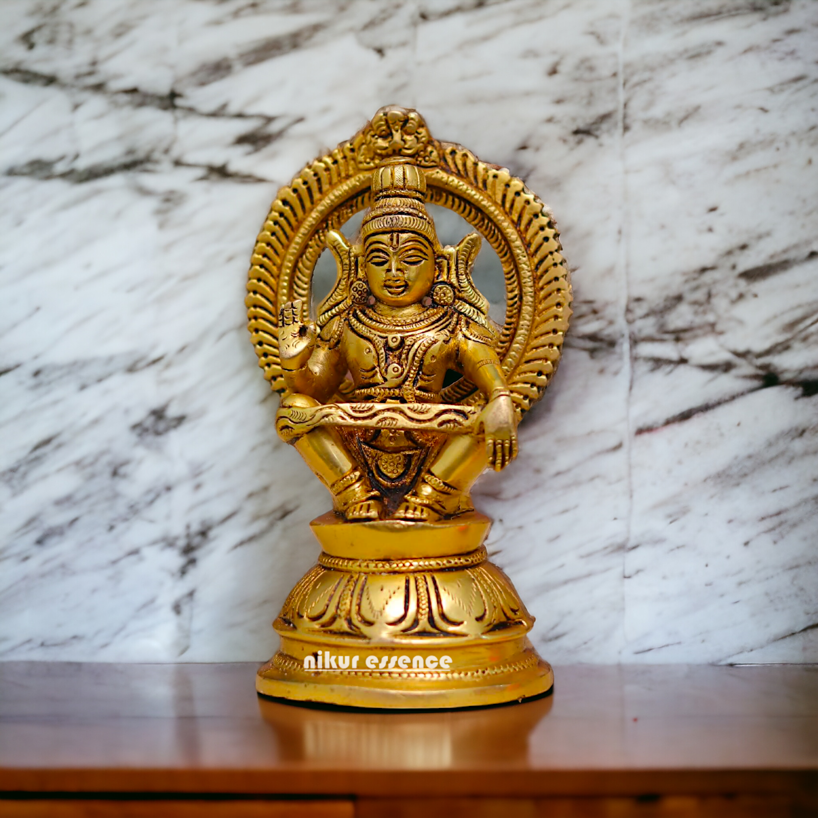 Pure Brass Ayyappa Murugan statue - 7 Inches Nikuressence
