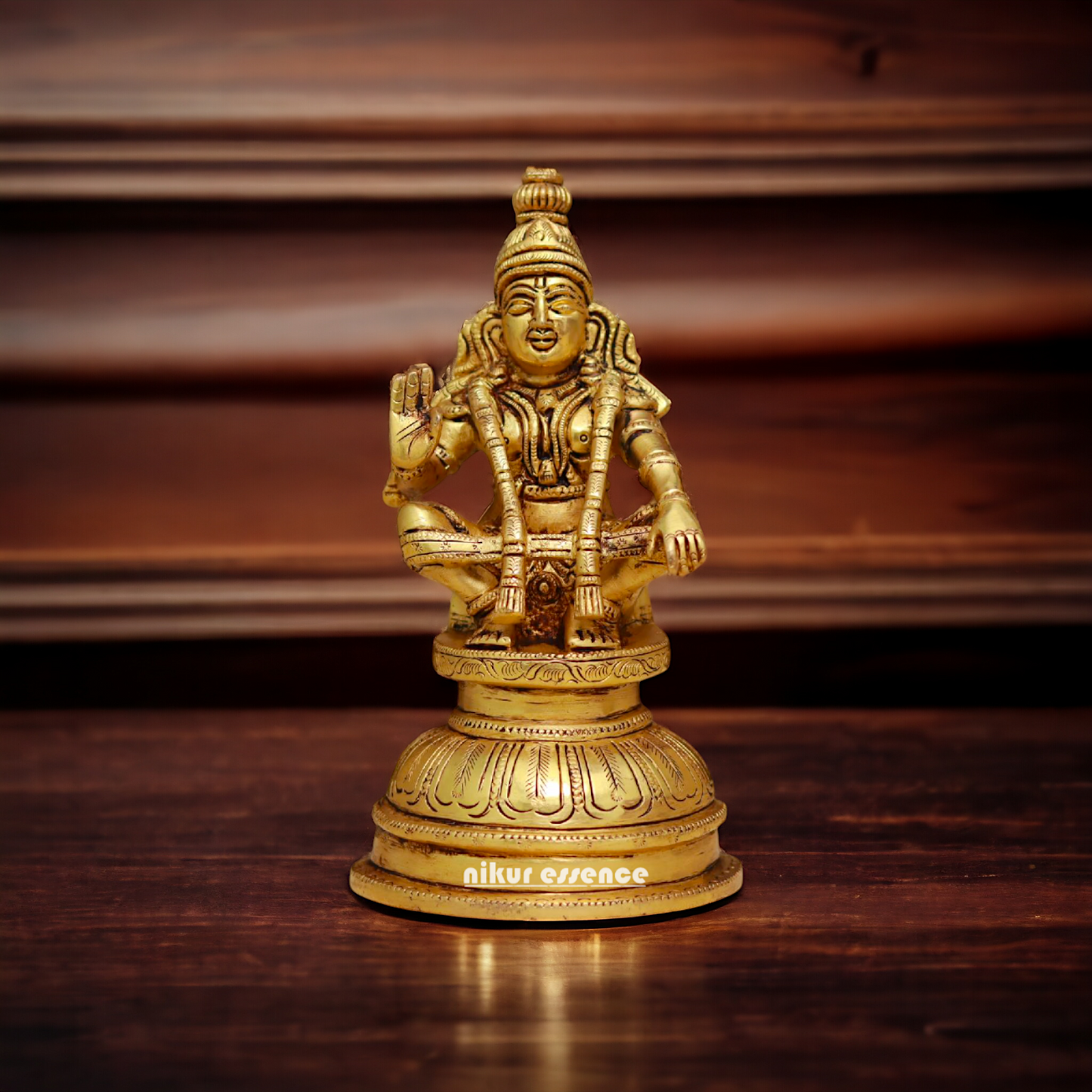 Lord Ayyappa Swamy Brass idol - 5.3 Inches Nikuressence
