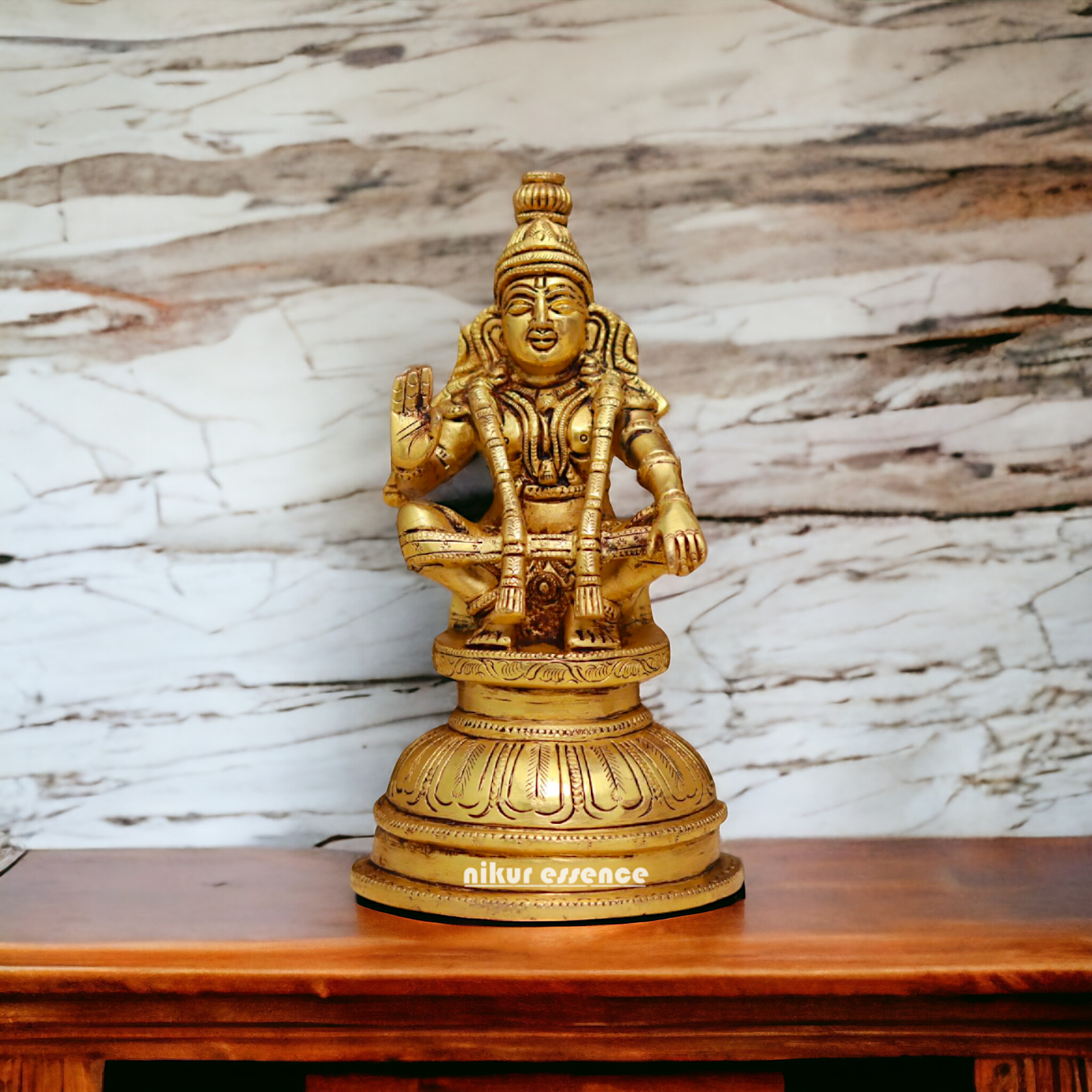 Lord Ayyappa Swamy Brass idol - 5.3 Inches Nikuressence