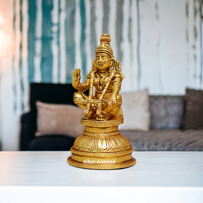 Lord Ayyappa Swamy Brass idol - 5.3 Inches Nikuressence