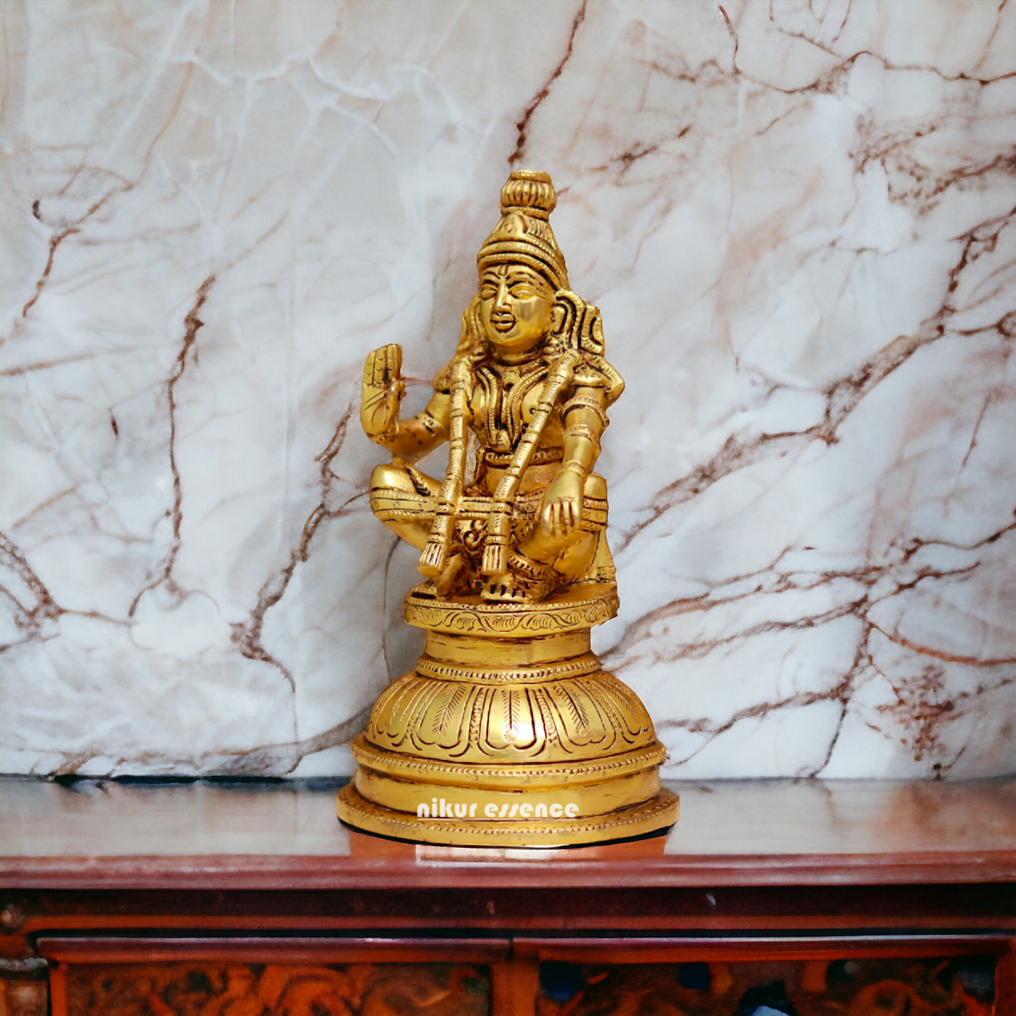 Lord Ayyappa Swamy Brass idol - 5.3 Inches Nikuressence