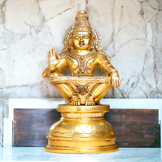 Pure Brass Ayyappa Ayyappan Swamy Murugan brass idol - 14 Inches Nikuressence