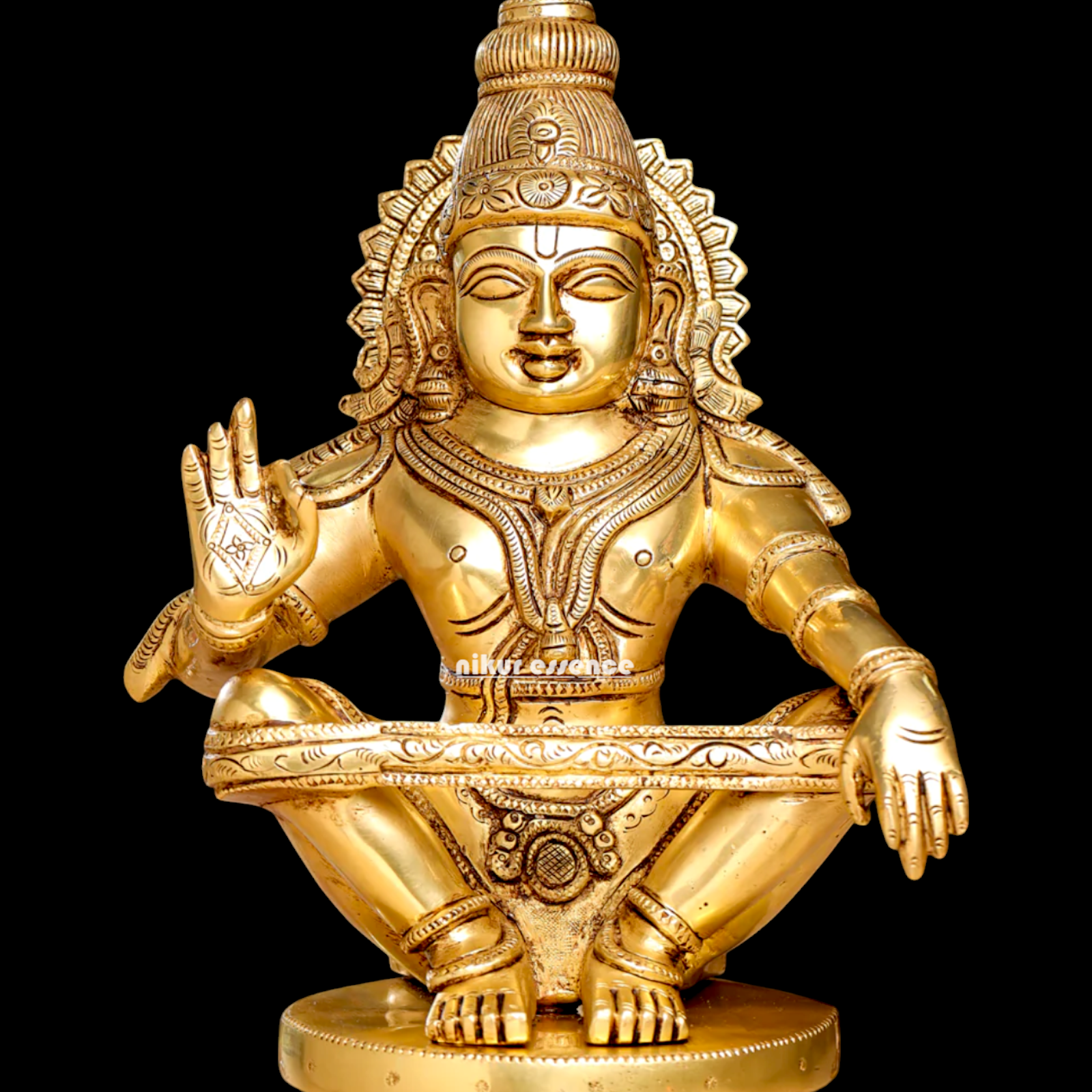 Pure Brass Ayyappa Ayyappan Swamy Murugan brass idol - 14 Inches Nikuressence