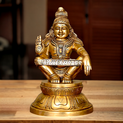 Lord Ayyappa Ayyappan Swamy Murugan brass idol - 9.5 Inches Nikuressence
