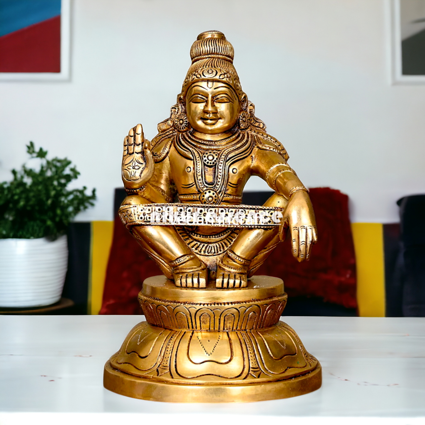 Lord Ayyappa Ayyappan Swamy Murugan brass idol - 9.5 Inches Nikuressence