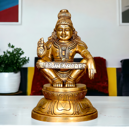 Lord Ayyappa Ayyappan Swamy Murugan brass idol - 9.5 Inches Nikuressence