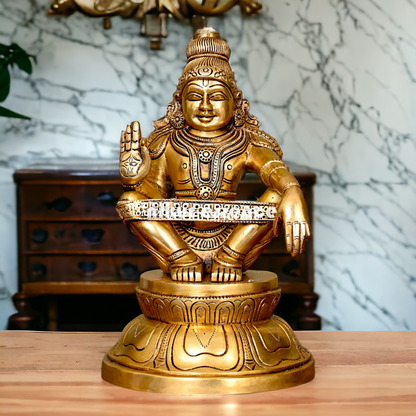 Lord Ayyappa Ayyappan Swamy Murugan brass idol - 9.5 Inches Nikuressence