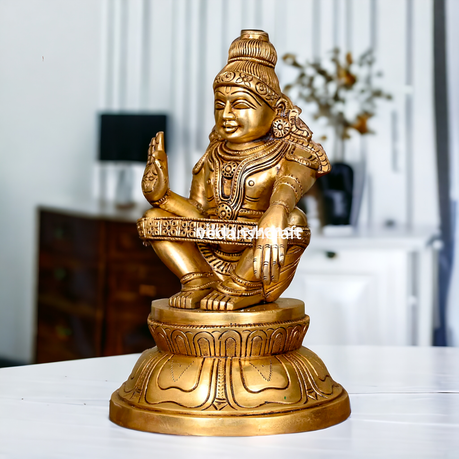 Lord Ayyappa Ayyappan Swamy Murugan brass idol - 9.5 Inches Nikuressence