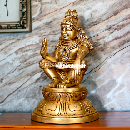 Lord Ayyappa Ayyappan Swamy Murugan brass idol - 9.5 Inches Nikuressence