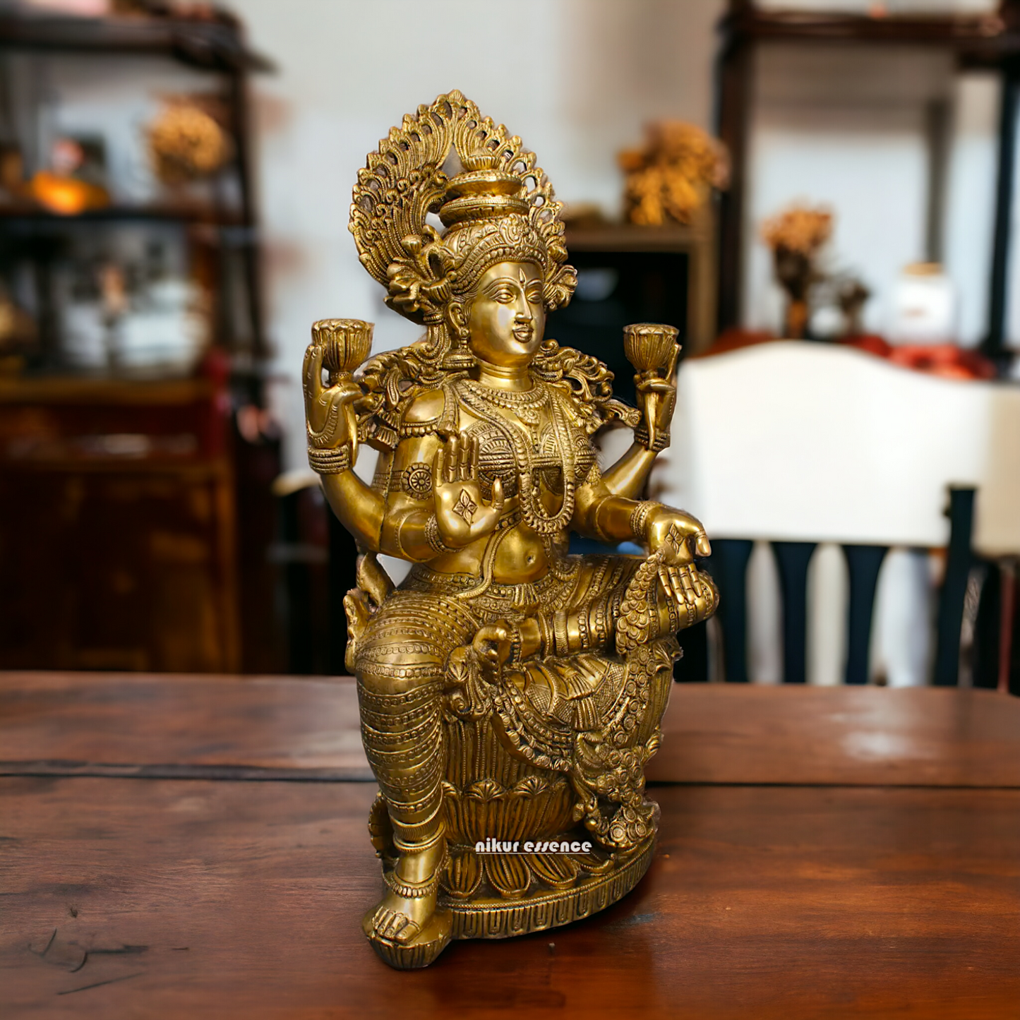 Goddess Lakshmi Maa Sitting on Lotus Solid brass idol - 25 inches Nikuressence