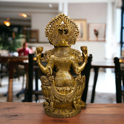 Goddess Lakshmi Maa Sitting on Lotus Solid brass idol - 25 inches Nikuressence