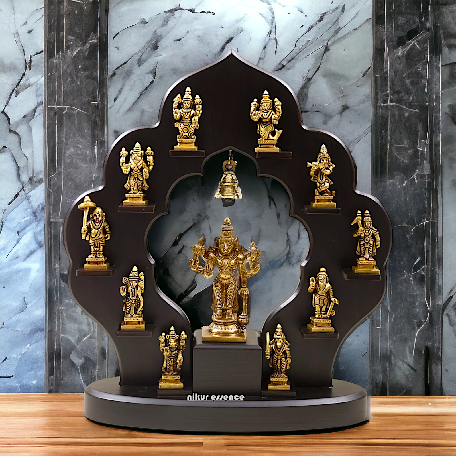 Buy Vishnu with dashavtar Brass Solid idol - 14 inches Nikuressence