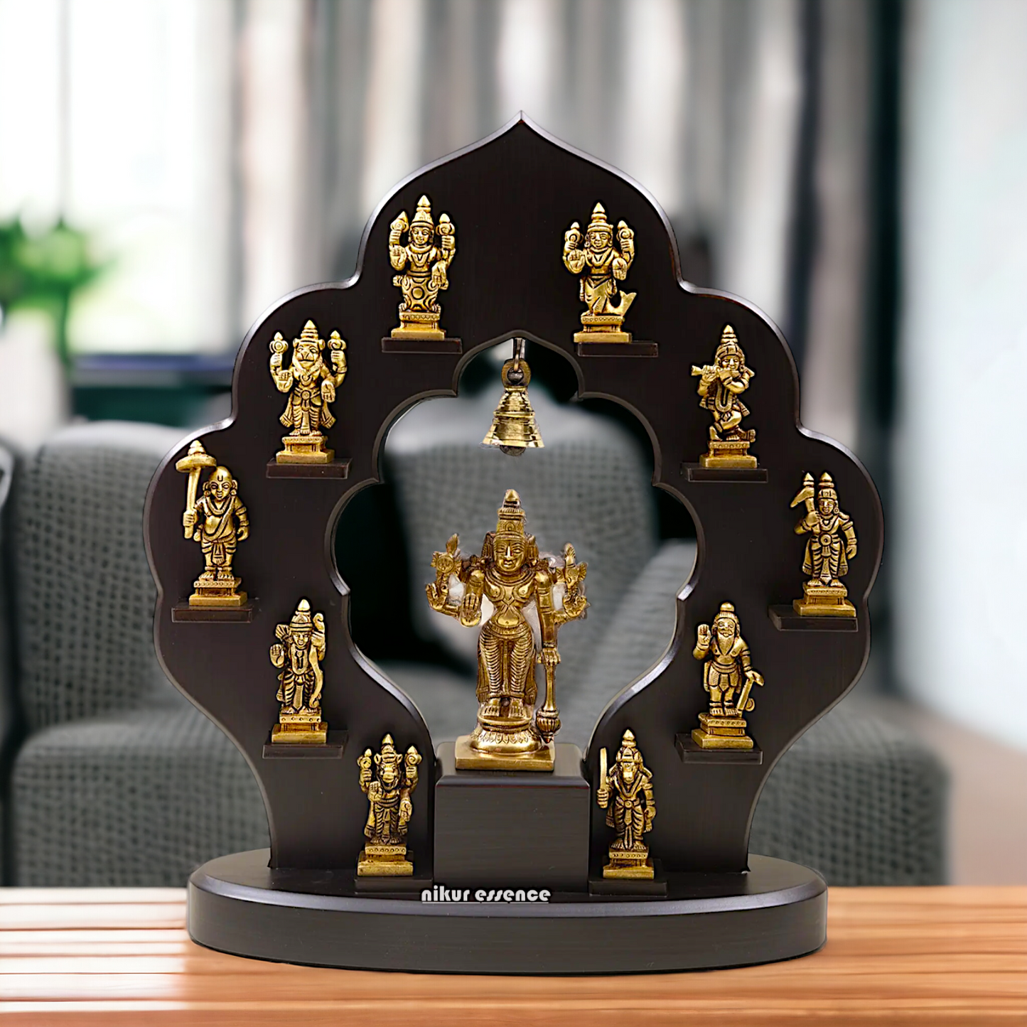 Buy Vishnu with dashavtar Brass Solid idol - 14 inches Nikuressence