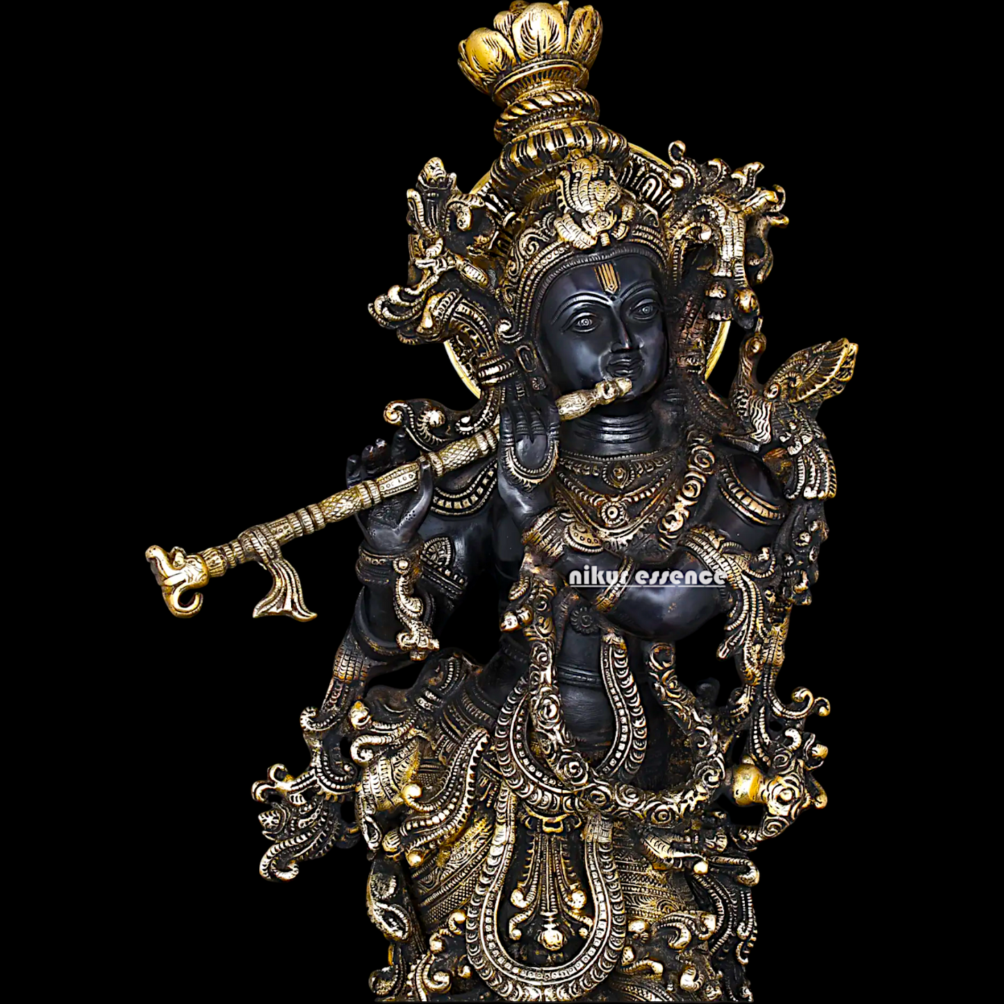 Big Krishna Murli with Playing Flute Brass idol - 26 inches Nikuressence
