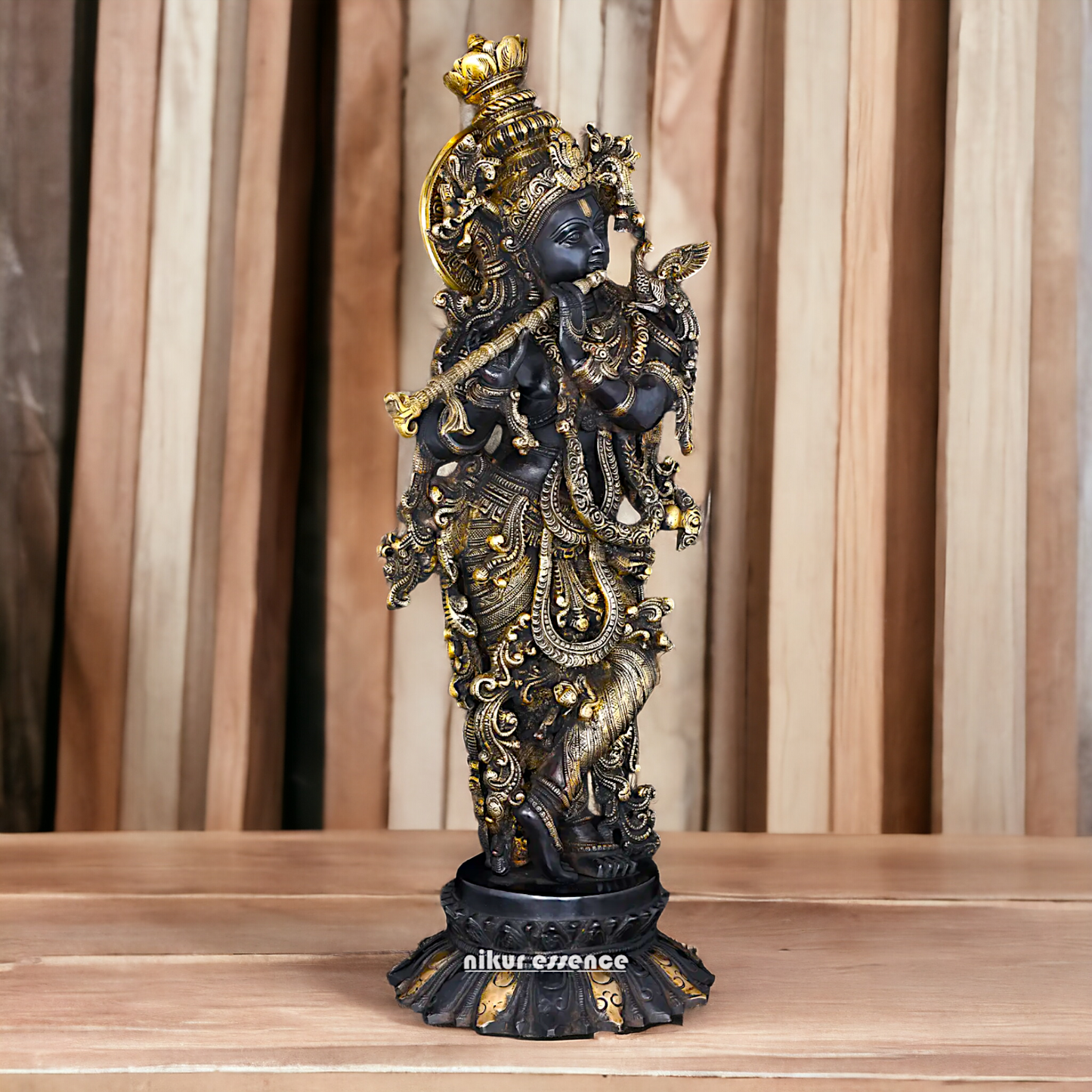 Big Krishna Murli with Playing Flute Brass idol - 26 inches Nikuressence