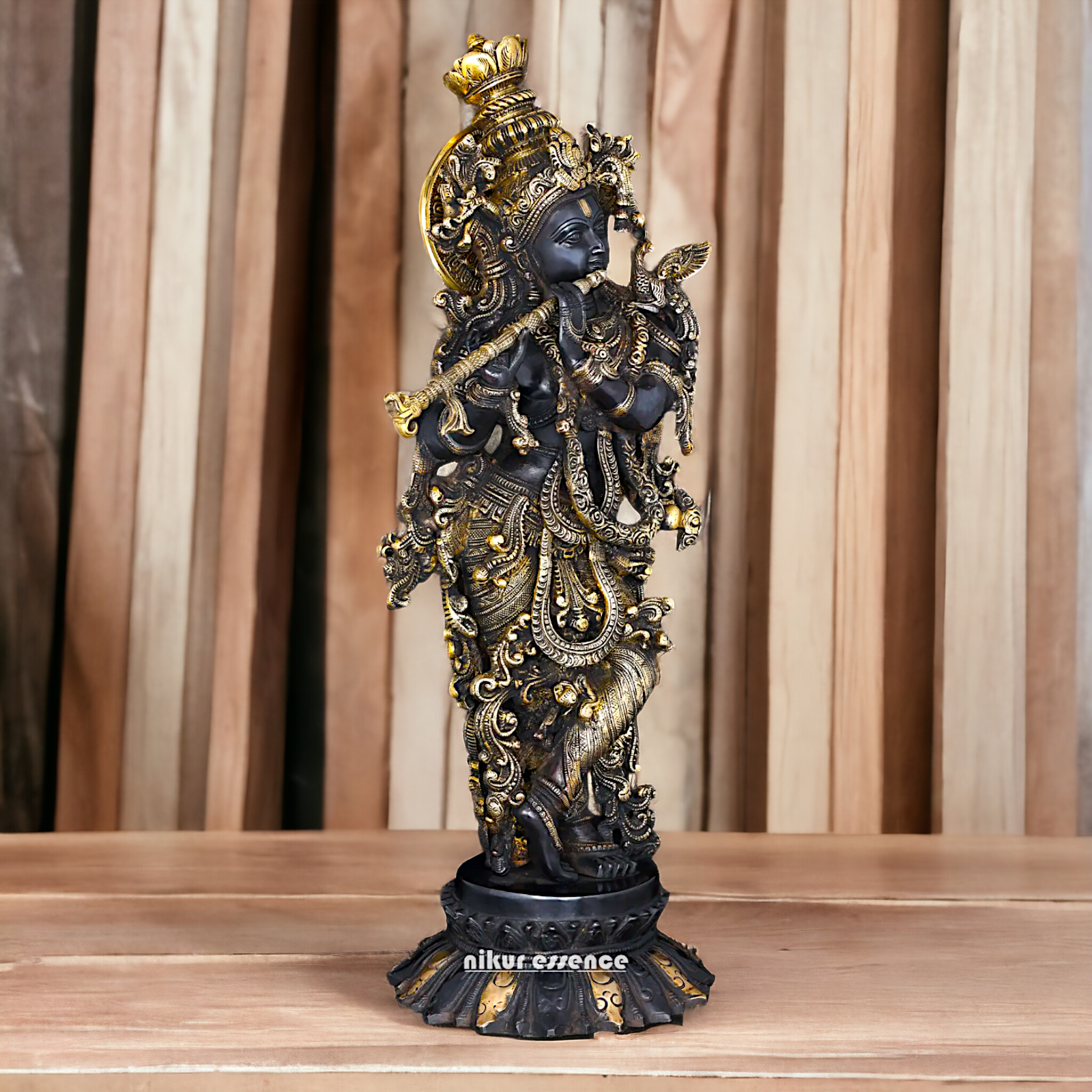 Big Krishna Murli with Playing Flute Brass idol - 26 inches Nikuressence
